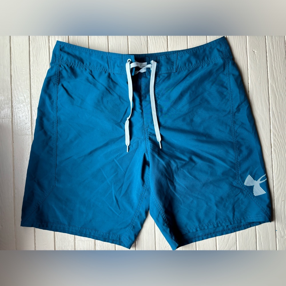 Under Armour men’s swim shorts heat gear size 40 teal blue